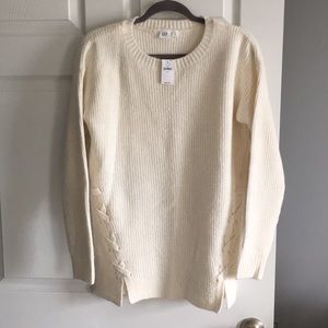 Gap Shaker Stitch Lace-Up Pullover Sweater Tunic